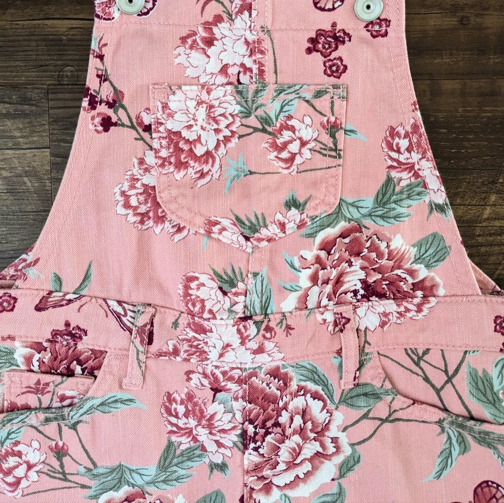 Children's Place Pink Floral Shortalls Overalls